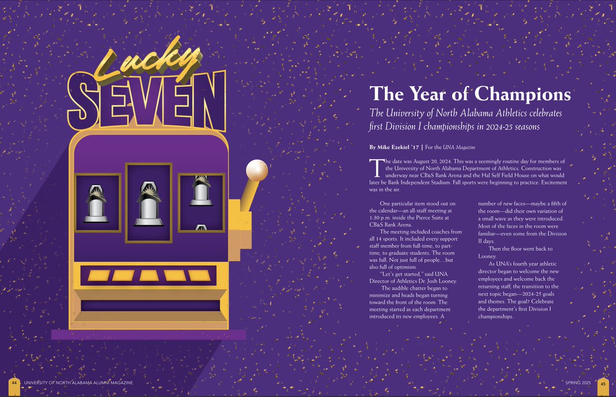 🏆 𝐓𝐡𝐞 𝐘𝐞𝐚𝐫 𝐨𝐟 𝐂𝐡𝐚𝐦𝐩𝐢𝐨𝐧𝐬 🏆

The 2024-25 athletic season will forever be one of the most memorable in UNA history. Be sure to read about it in the Spring 2025 edition of the UNA Magazine.

📰: tinyurl.com/UNALucky7

#RoarLions 🦁