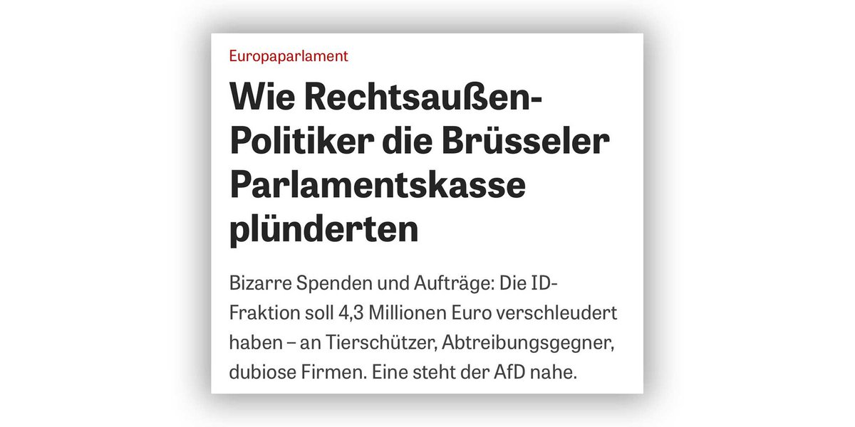 ErikMarquardt's tweet image. Letzte Woche wurde aufgedeckt, dass die ID-Fraktion, der auch die AfD im Europaparlament angehörte, mehrere Millionen Steuergeld an nahestehende Organisationen verschleudert hat.
Gerade haben AfD und andere Rechtsextreme versucht zu verhindern, das Thema von der Tagesordnung…