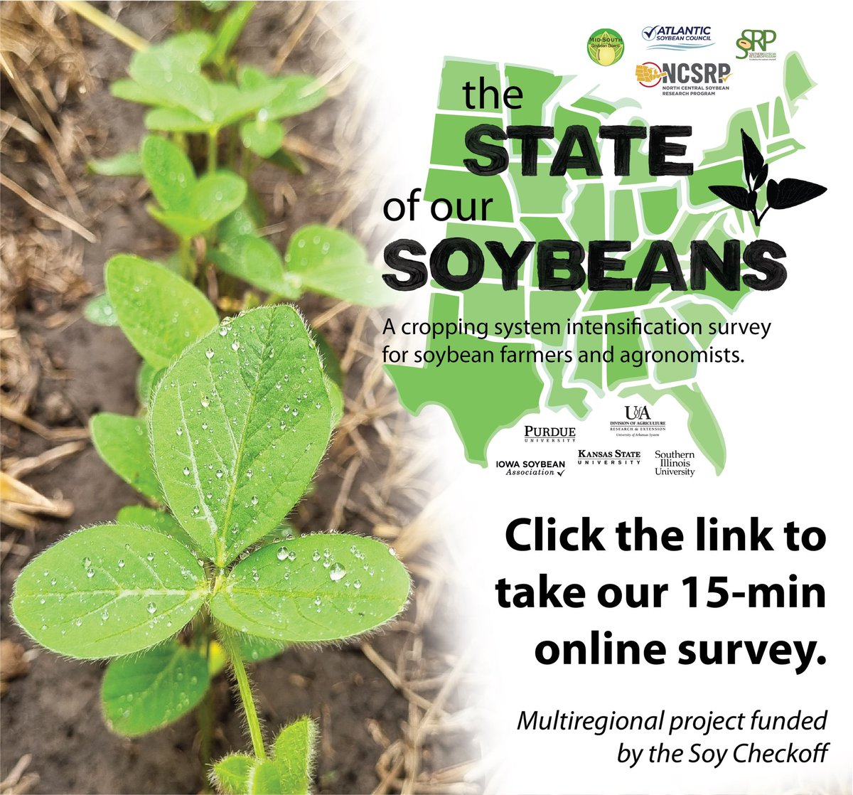 RachelVCott's tweet image. What’s more American than a “friendly” competition? 🇺🇸
Our Soy Checkoff-funded intensification & management survey is now LIVE. I’m banking on the most responses from Kansas 😉
We'd love to hear from you! #ussoy
15-min survey: bit.ly/soy-survey