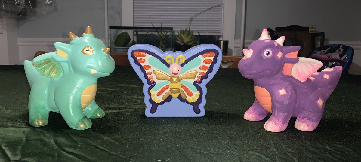 Kids surprised me with a fun art project for my birthday celebration 🎉 Jyro loved watching us paint. 🐉 🎨🖌️ 🦋 #paint #art #birthdayfun