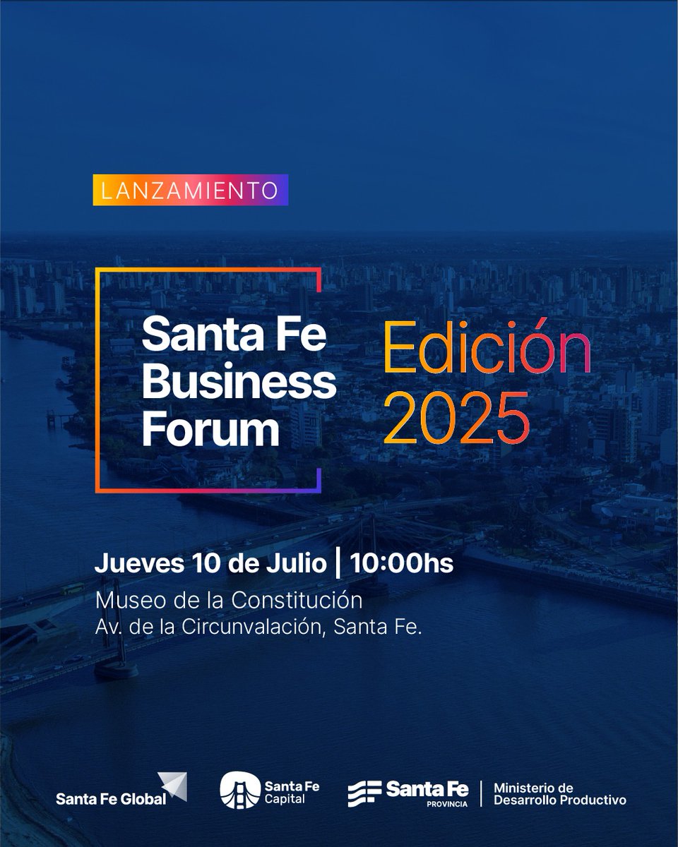 ➡️ Los invitamos a participar del lanzamiento de la segunda edición del Santa Fe Business Fórum.

🗓️ Fecha: 10 de julio
 
🕙 Horario: 10 hs 

📍 Lugar: Museo de la Constitución. Santa Fe, Capital

📝 Inscripción: forms.gle/suHe1tFtmN9XR4…