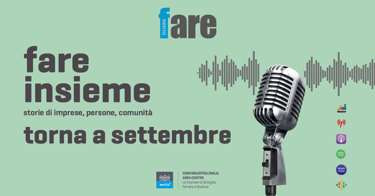 Il nostro #podcast si prende una pausa!  

Gli appuntamenti con #FareInsieme, #FareInsiemeStartup e #FareInsiemeCharity tornano a settembre.  

🎧Riascolta tutti gli episodi: tinyurl.com/8t8aku9j 

📷Rileggi tutti gli articoli: tinyurl.com/5bapavjj 

#ConfindustriaEmilia