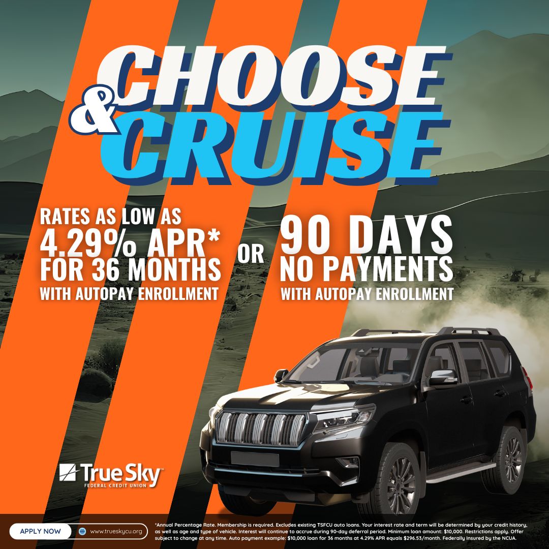 🚗💨 Ready to roll? You choose the ride, we’ll handle the perks!
With rates as low as 4.29% APR or 90 days of no payments, it’s time to hit the road with a deal that fits your style.
💥 Enroll in autopay and cruise into savings!
👉 Apply now!
#ChooseAndCruise #AutoLoanDeals