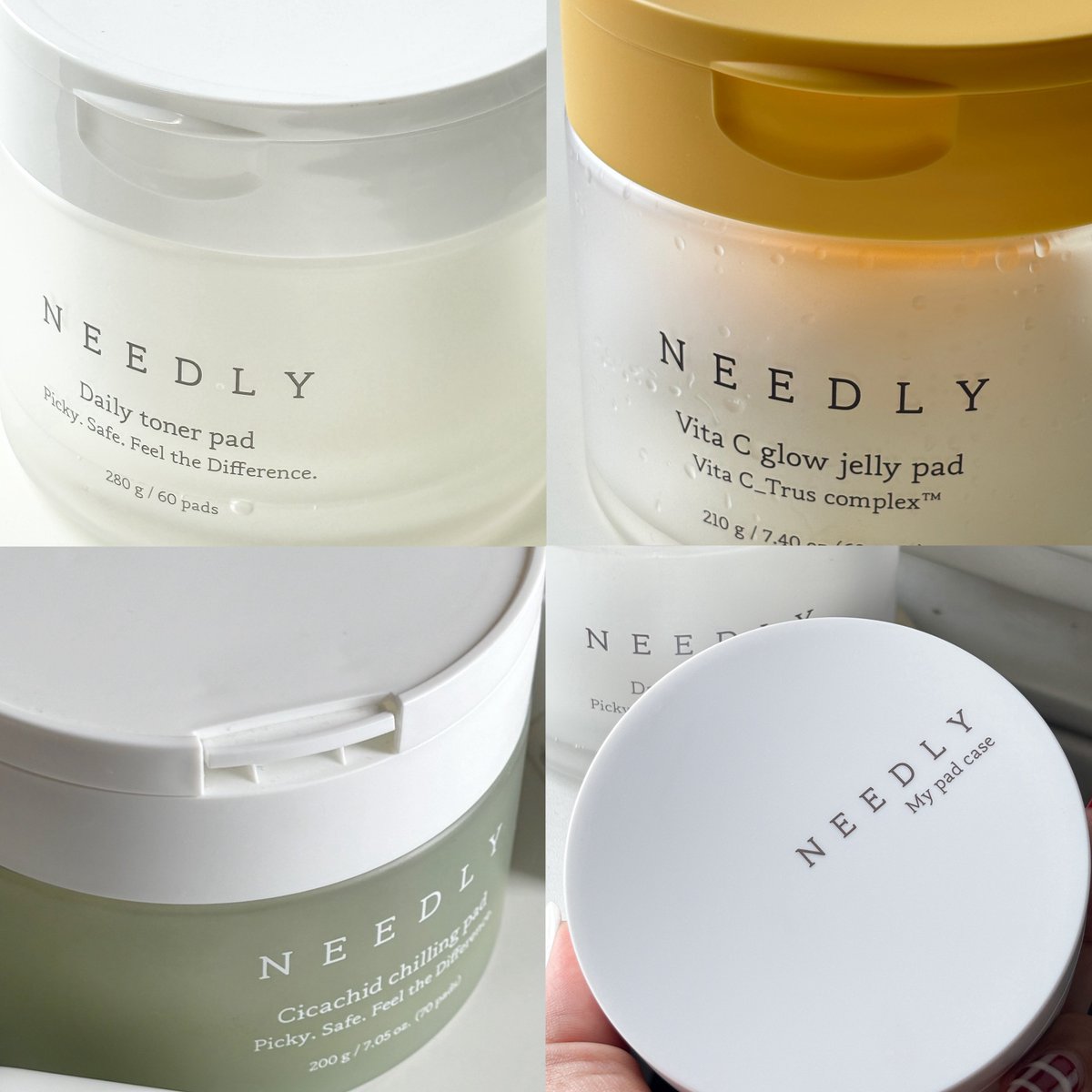 นีดลี่เป็นแบรนด์ที่ทำแพดมาเยอะมาก ดีทุกสูตรเลยด้วย แต่ละสูตรแตกต่างชัดเจน ตามสภาพผิว ค่ดดดดดดี เป็นแบรนด์เดียวที่เห็นว่าทำกระปุกแบ่งแพด + ไม้คีบสำหรับพกพาตอน เดินทางด้วย  

แยกแต่ละสูตรใน reply คับบ
👉🏻