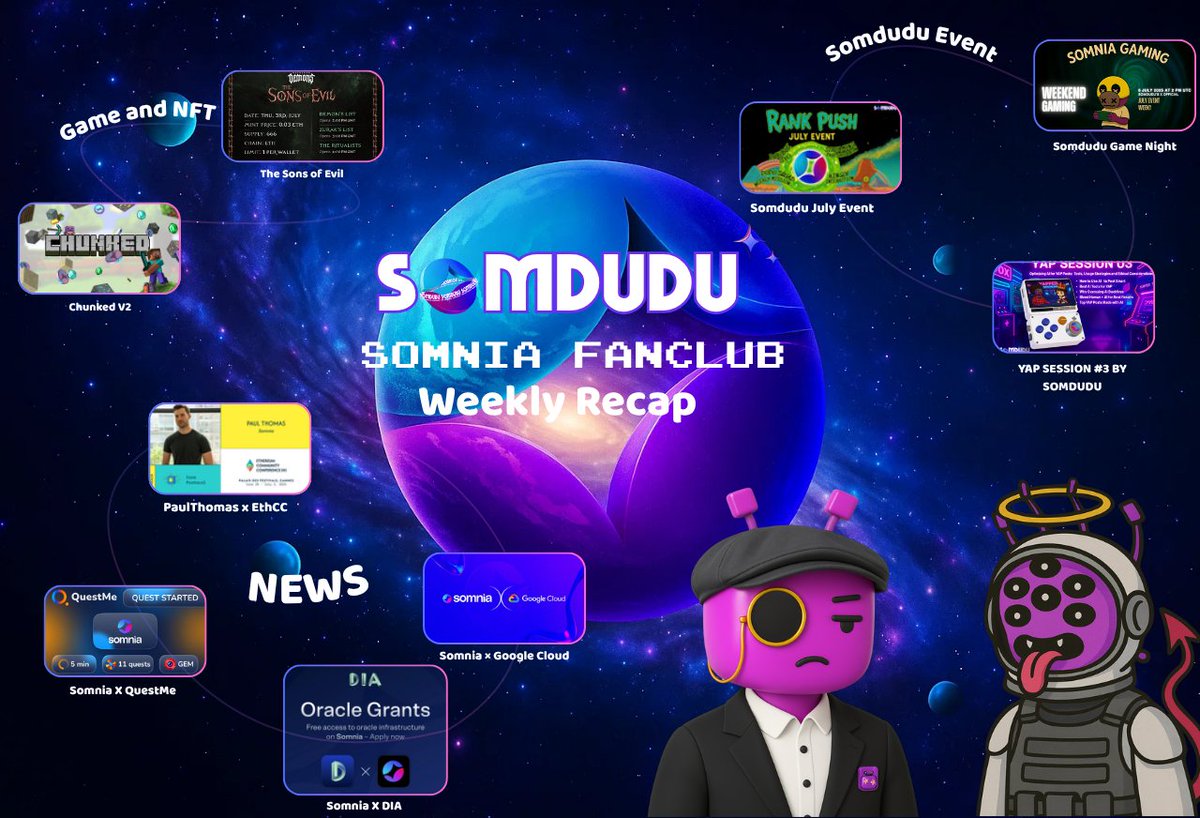 Somdudu (@somdu_du) on Twitter photo Somnia Weekly Recap (30/6 - 6/7)
This past week, the <a href="/Somnia_Network/">Somnia - a Fully Onchain World</a> ecosystem saw many exciting events and activities, ranging from gaming and NFTs to international events.
Let's stay with Somdudu and Somnia together #Dudusquad
Here’s a recap of the highlights you can’t Somnia Weekly Recap (30/6 - 6/7)
This past week, the <a href="/Somnia_Network/">Somnia - a Fully Onchain World</a> ecosystem saw many exciting events and activities, ranging from gaming and NFTs to international events.
Let's stay with Somdudu and Somnia together #Dudusquad
Here’s a recap of the highlights you can’t