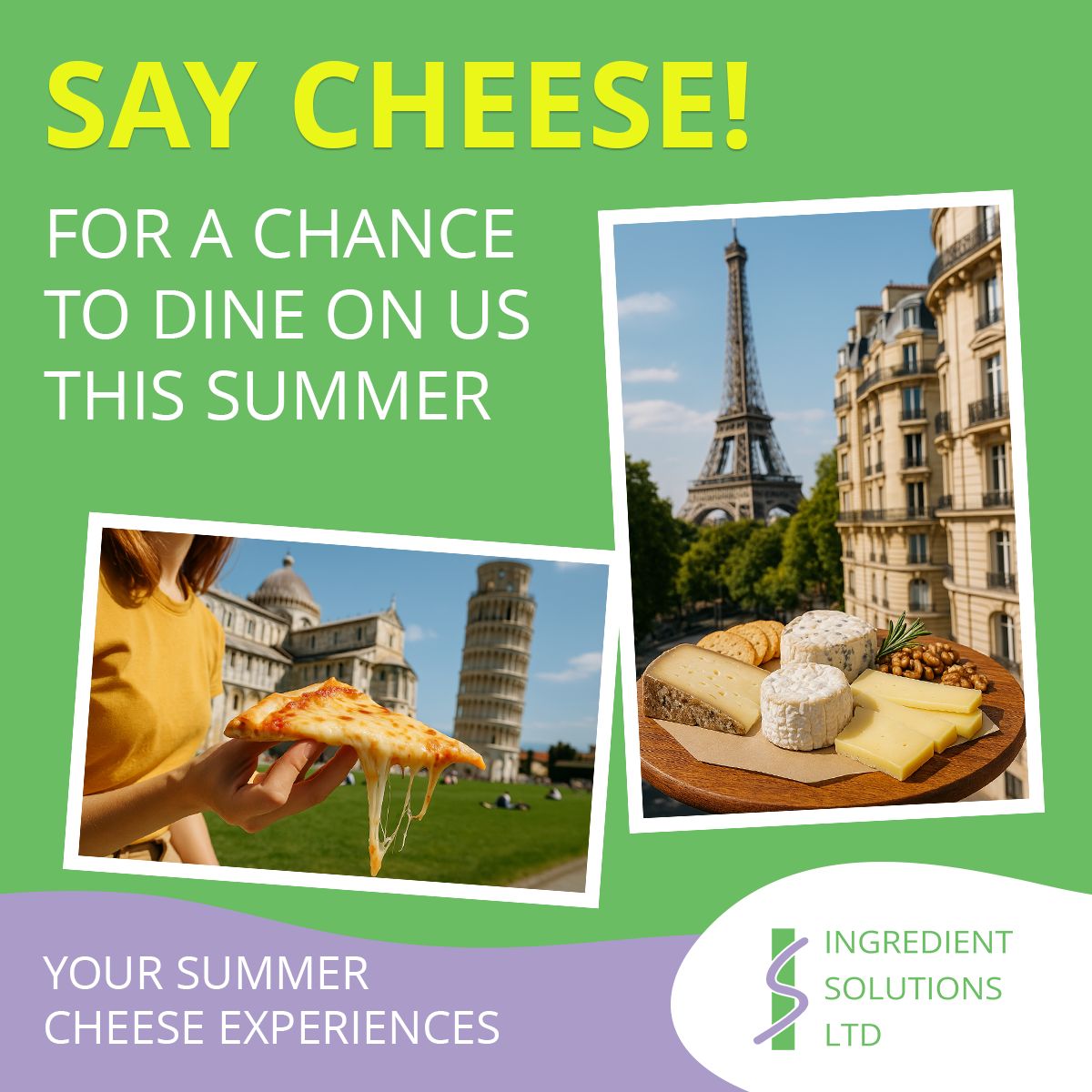 CheeseSolutions's tweet image. It’s officially holiday season! Enter our Summer Competition: 
✅ Take a photo of a cheesy meal or a cheesy location while you&apos;re on holiday
✅ Fill in the entry form and upload your photo before 31 Aug
 
Enter Here 👉 lnkd.in/eJw5NgDr

#SayCheese #SummerCompetition