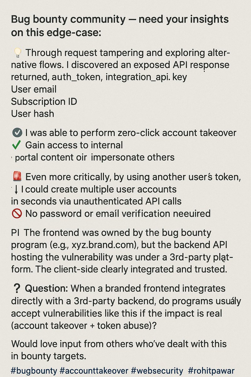 ethicalrohitt's tweet image. What do you think guyss???? Current status- blocker created on customer.

#ethicalrohit #rohitpawar #BugBounty  #bugbountytip  #hackerone  #bugcrowd #CyberSecurity