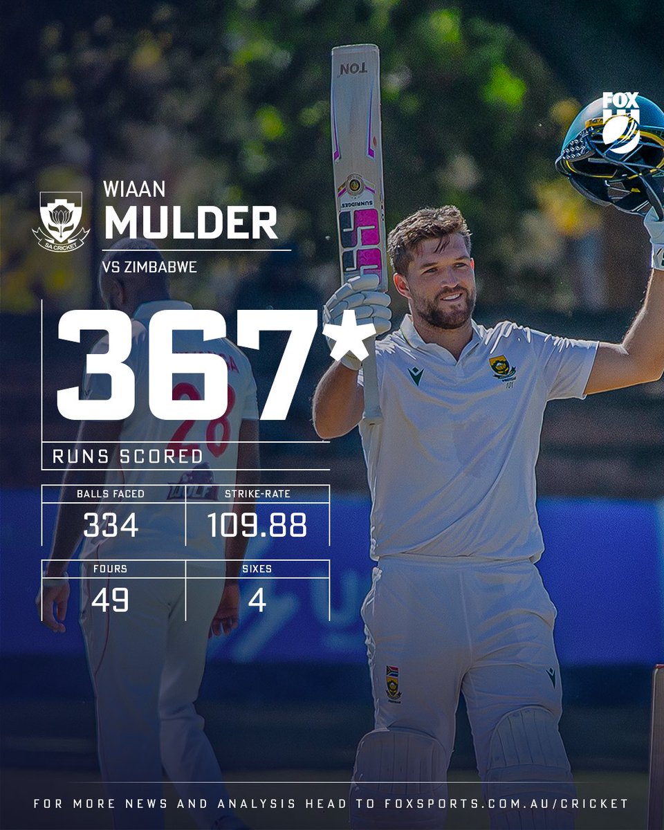 No one will remember Mulder for his win against Zim on his captaincy debut but whole cricketing world would have talk about his record breaking 400 for decades to come!!

This is not selfless but he just wanted to look so noble. It was only 4th session of the game. F off Mulder!!