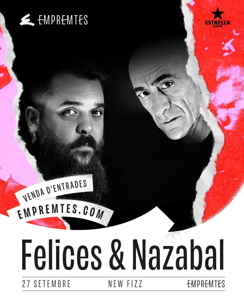 🎙️ Daniel Felices &amp; Iñaki C. Nazabal uneixen música i paraula en un concert que es viu amb els sentits.
Melodies que abracen, versos que bateguen.
📅 27 setembre
📍 New Fizz
🎟️ Entrades a empremtes.com

#Empremtes2025 #FelicesNazabal