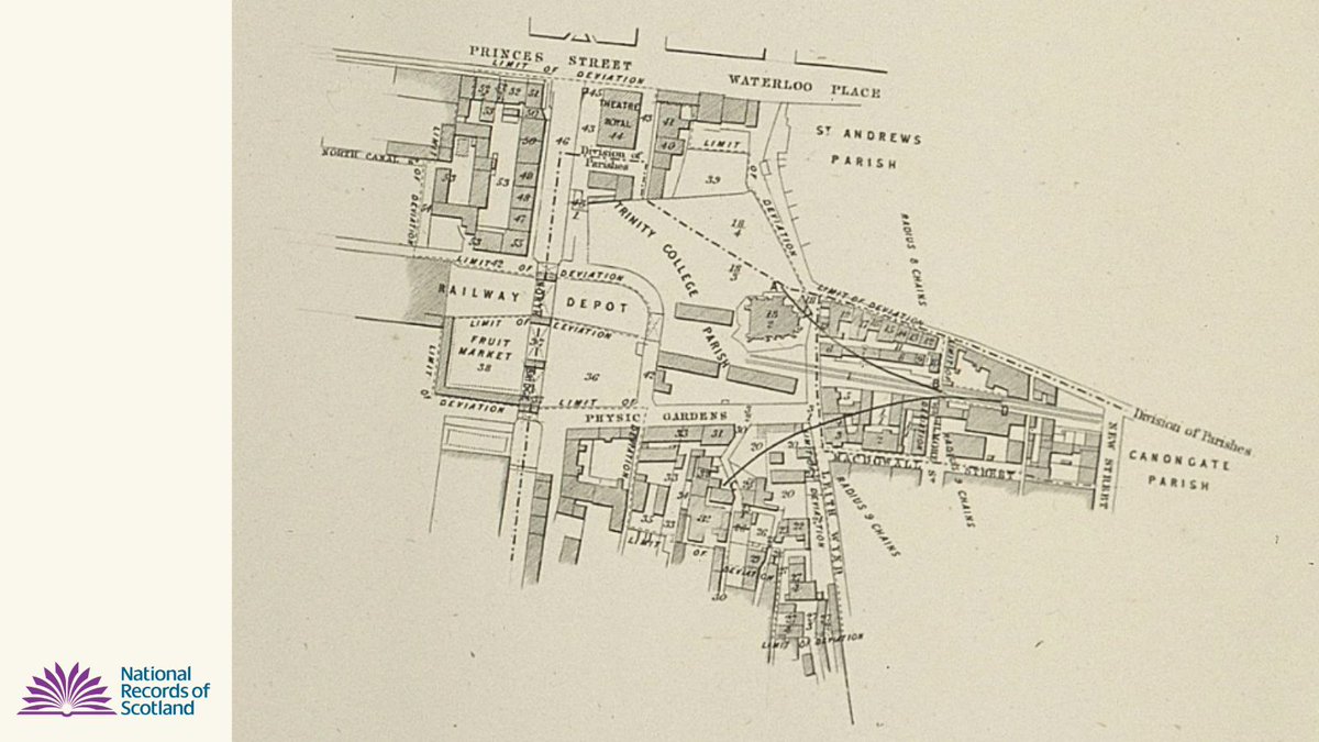 NatRecordsScot's tweet image. Map of the area that is now occupied by Waverley Station, Edinburgh, circa 1846.
The streets and homes shown here were demolished - except for Trinity College Church, which was taken apart brick by brick and later reconstructed nearby.
Find out more 👇
bit.ly/NRSLostChurch