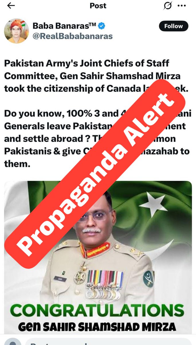 Anabiaa_Zoib's tweet photo. When the enemies of Pakistan run out of logic, they spread lies. This fake news about Gen. Sahir is one of them. Shameful and exposed!
#fakenews #proparganda #falsestatements #PakistanArmy https://t.co/2YPm6Ljkid