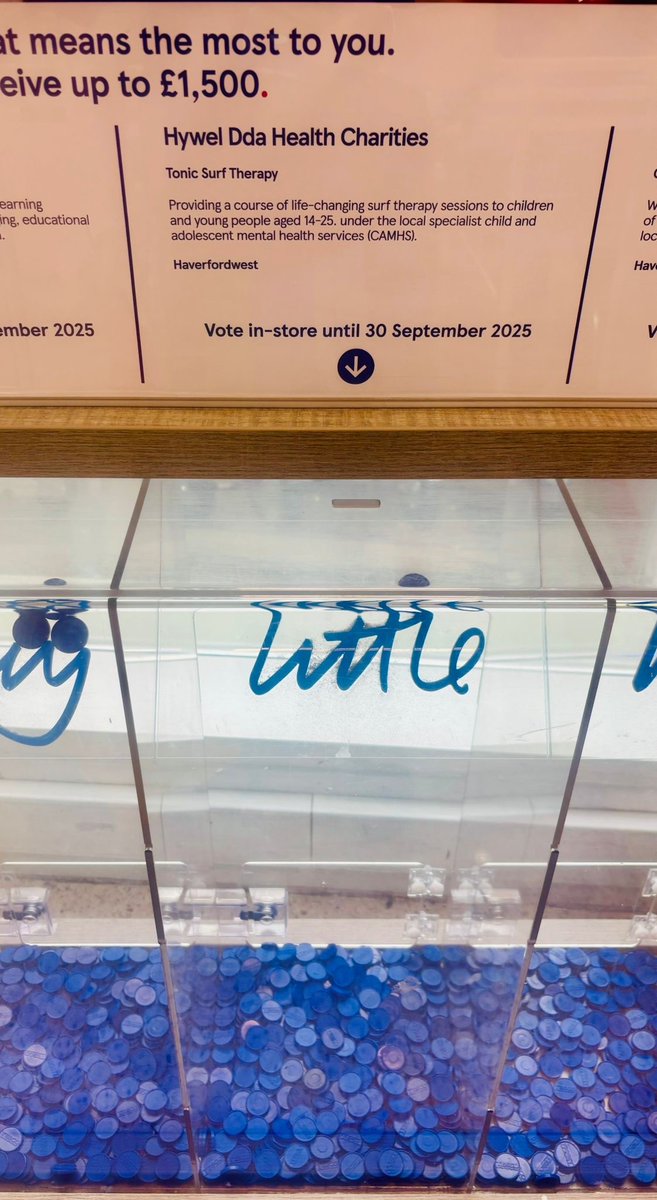 We’re pleased to announce that you can now support us through the Tesco Blue Token voting scheme in <a href="/Tesco/">Tesco</a> Haverfordwest from now until the end of September! 😊

#Diolch #YourNHSCharity💚
