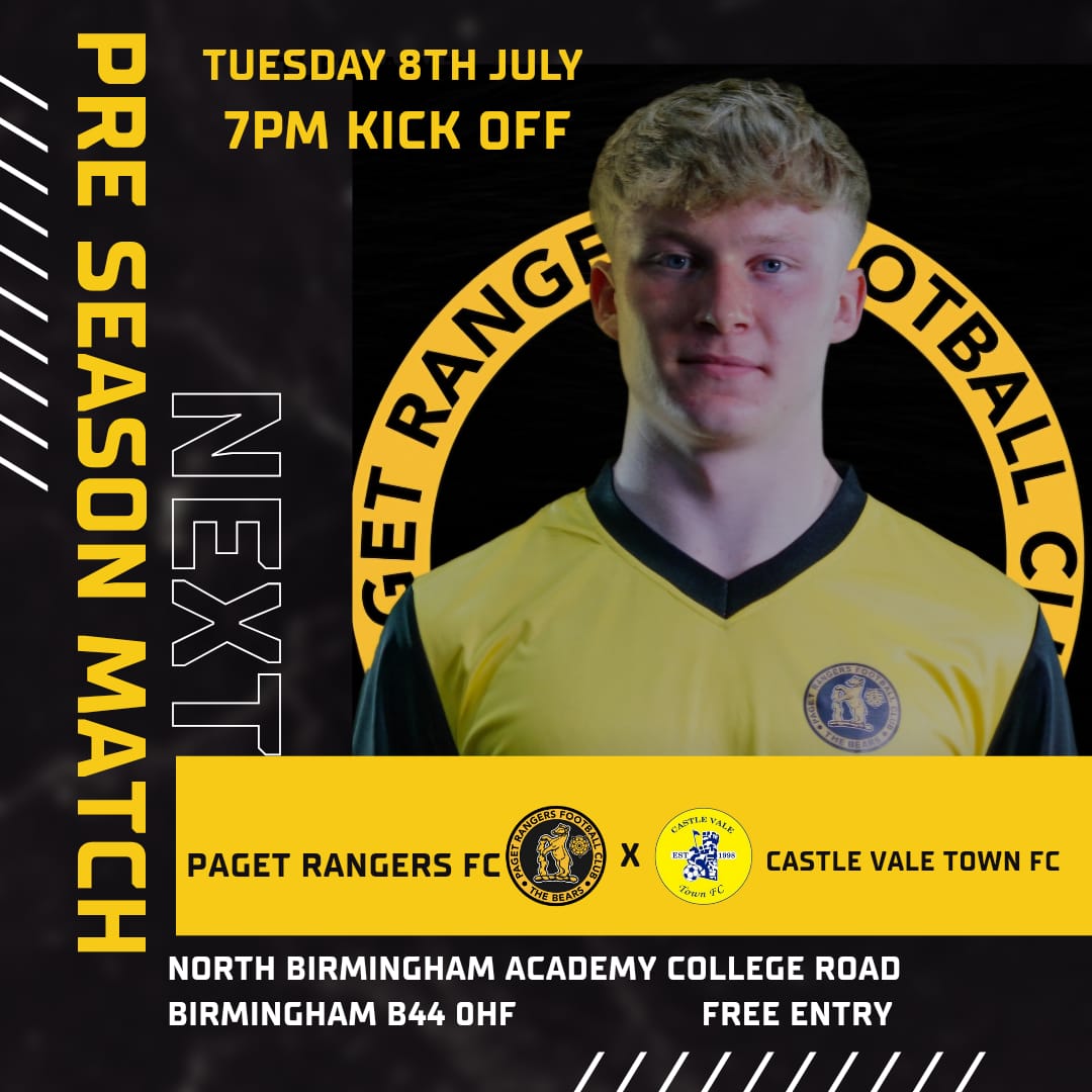 Paget Rangers FC (@pagetrangers) on Twitter photo Come and join The Bears in our 2nd Pre Season Friendly as we host <a href="/CastleVale1998/">Castle Vale Town</a>
7PM KICK OFF
North Birmingham Academy
College Road
B44 0HF
FREE ENTRY Come and join The Bears in our 2nd Pre Season Friendly as we host <a href="/CastleVale1998/">Castle Vale Town</a>
7PM KICK OFF
North Birmingham Academy
College Road
B44 0HF
FREE ENTRY