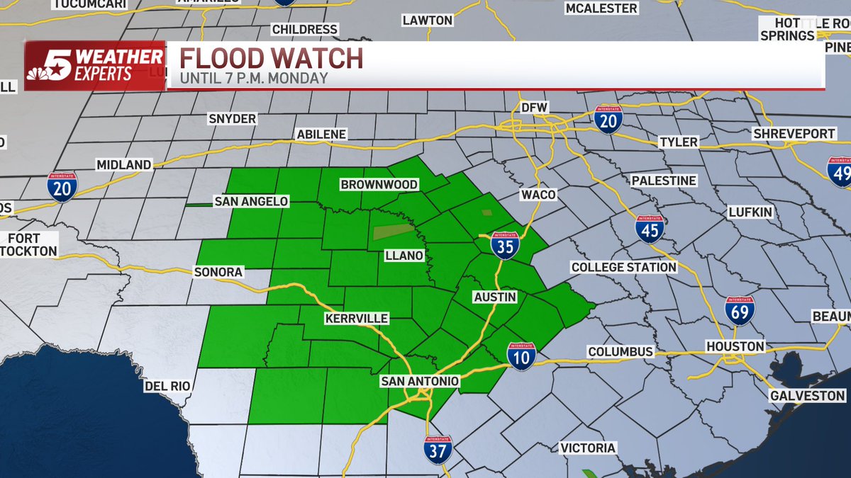Monday Forecast—> Chance for scattered rain and storms continues for North and Central Texas. <a href="/NBCDFW/">NBC DFW</a> <a href="/NBCDFWWeather/">NBCDFW Weather</a> nbcdfw.com/weather #WeatherConnection #NBCDFWWeather
