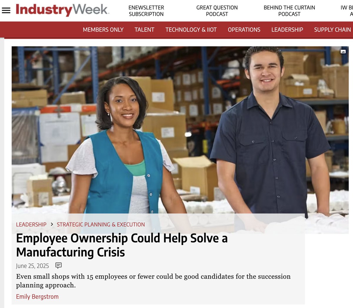 Many mid-size boomer owned manufacturing firms face an ownership succession problem. Private equity is an important option for many - offering an opportunity to take chips off the table after a lifetime of creating value.

But that's not the only option.

<a href="/johnpanaccione/">johnpanaccione</a>  has