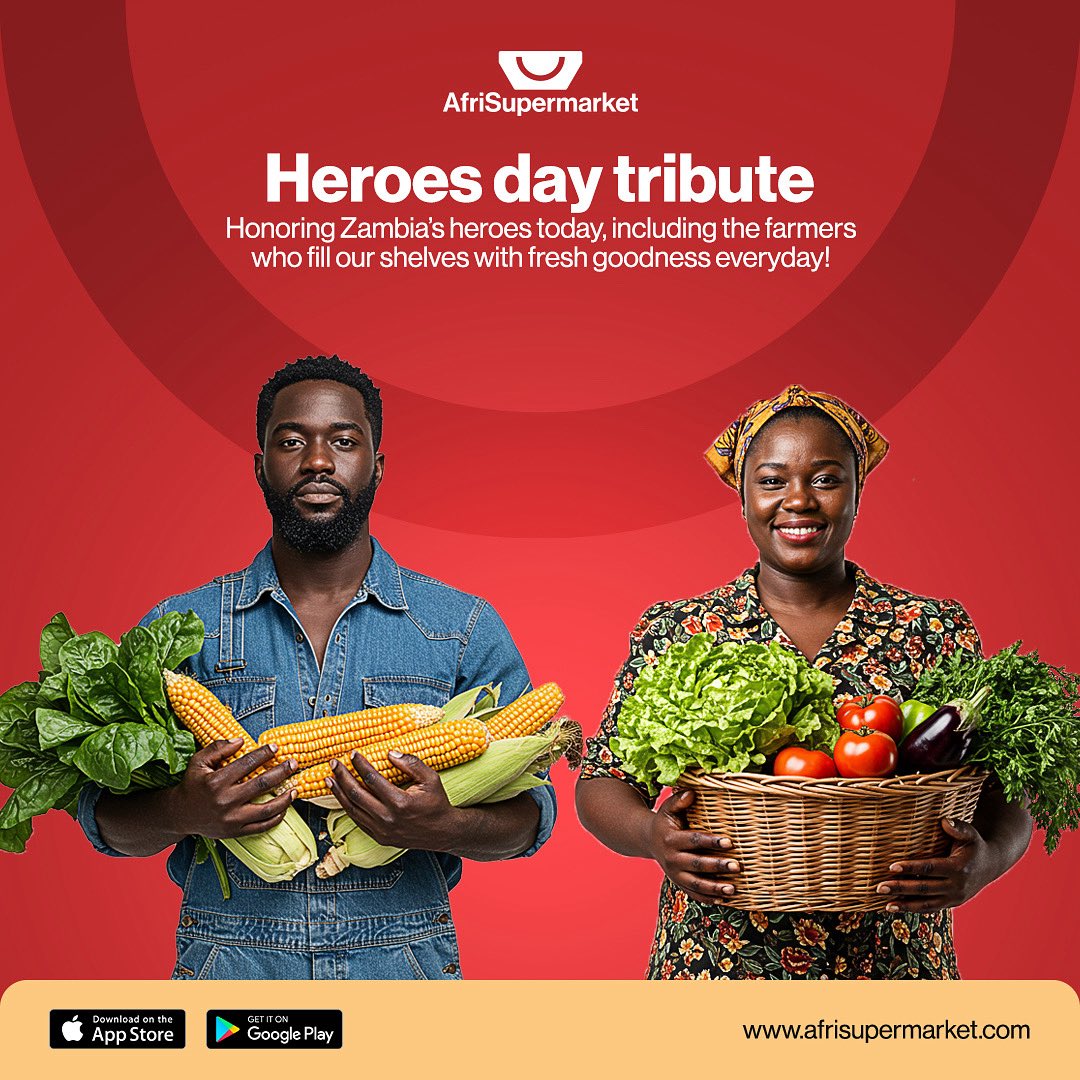 🌽🇿🇲 Heroes in the Fields, Heroes in Our Hearts 🇿🇲🥬
Today, we honor Zambia’s true heroes — including the hardworking farmers who bring fresh, local produce to our tables every single day.
Happy Heroes Day from all of us at AfriSupermarket! 💚
#HeroesDay #Zambia #SupportLocal