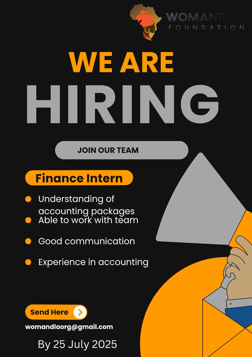 WoMandla Foundation (@womandlaorg) on Twitter photo Exciting opportunity📢📢
We're hiring a Finance Intern to join our team.
Click on
tinyurl.com/2p8jnfu to read the full call document
#WomandlaFoundation #InternshipOpportunity
<a href="/SRHRAfricatrust/">SAT_SRHRAfricaTrust</a> <a href="/Aidsfonds_intl/">Aidsfonds International</a> Exciting opportunity📢📢
We're hiring a Finance Intern to join our team.
Click on
tinyurl.com/2p8jnfu to read the full call document
#WomandlaFoundation #InternshipOpportunity
<a href="/SRHRAfricatrust/">SAT_SRHRAfricaTrust</a> <a href="/Aidsfonds_intl/">Aidsfonds International</a>