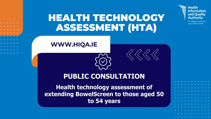 .<a href="/HIQA/">HIQA</a> has launched a public consultation for its draft assessment of extending the #BowelScreen programme to people aged 50 to 54.

The consultation period will be open until 15 August 2025. 

Find out more: hiqa.ie/reports-and-pu…

#ChooseScreening