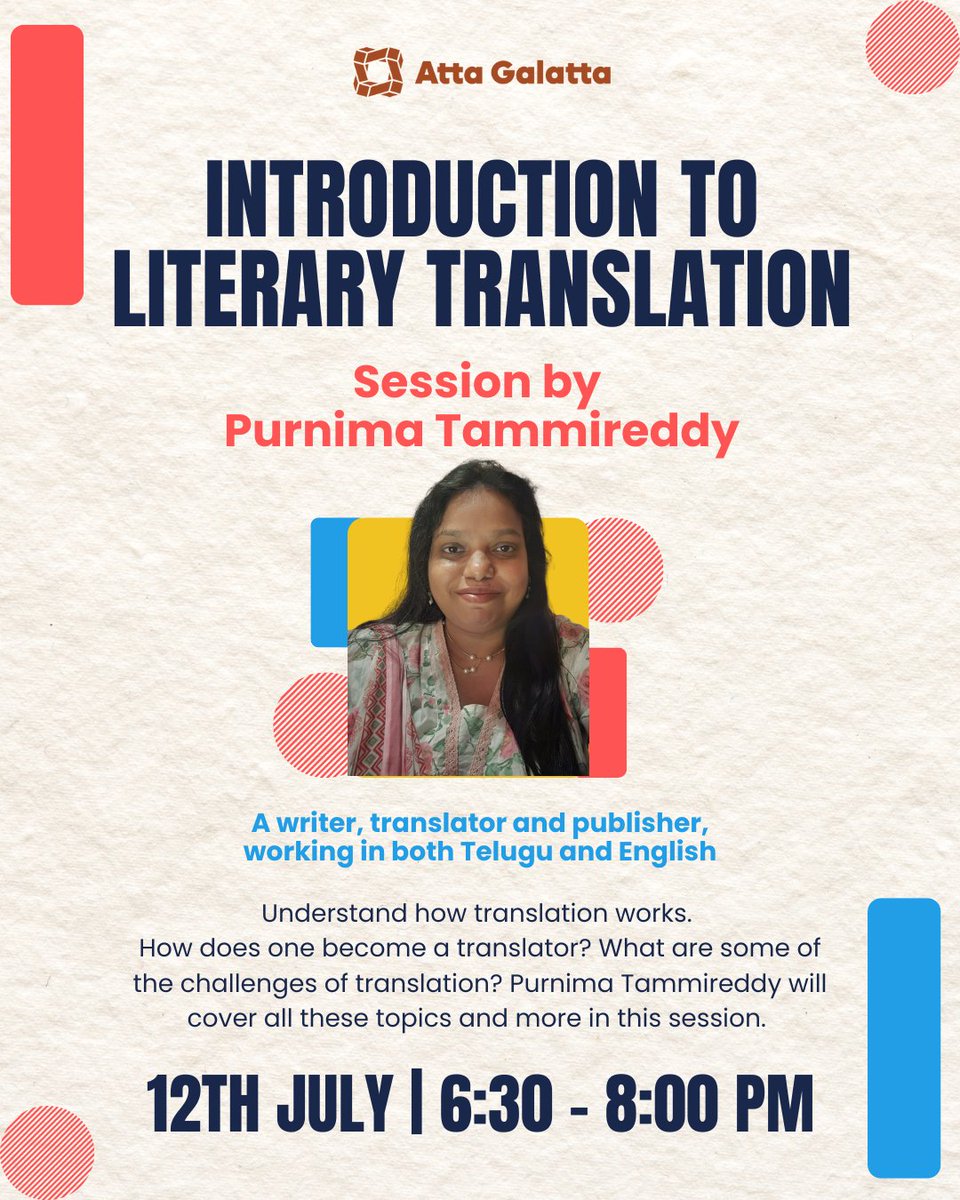 Curious about how stories cross languages?  Join acclaimed writer &amp; translator <a href="/tpurnima/">Purnima T</a> as she demystifies the art and craft of literary translation — from becoming a translator to navigating its unique challenges. Discover what it takes to bring voices across cultures to life.