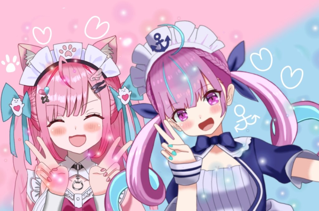 ibara_art's tweet image. #さくなあーと　#あくあーと　#結城さくな　#湊あくあ
あくたんとさくたんの新旧コラボツーショット！