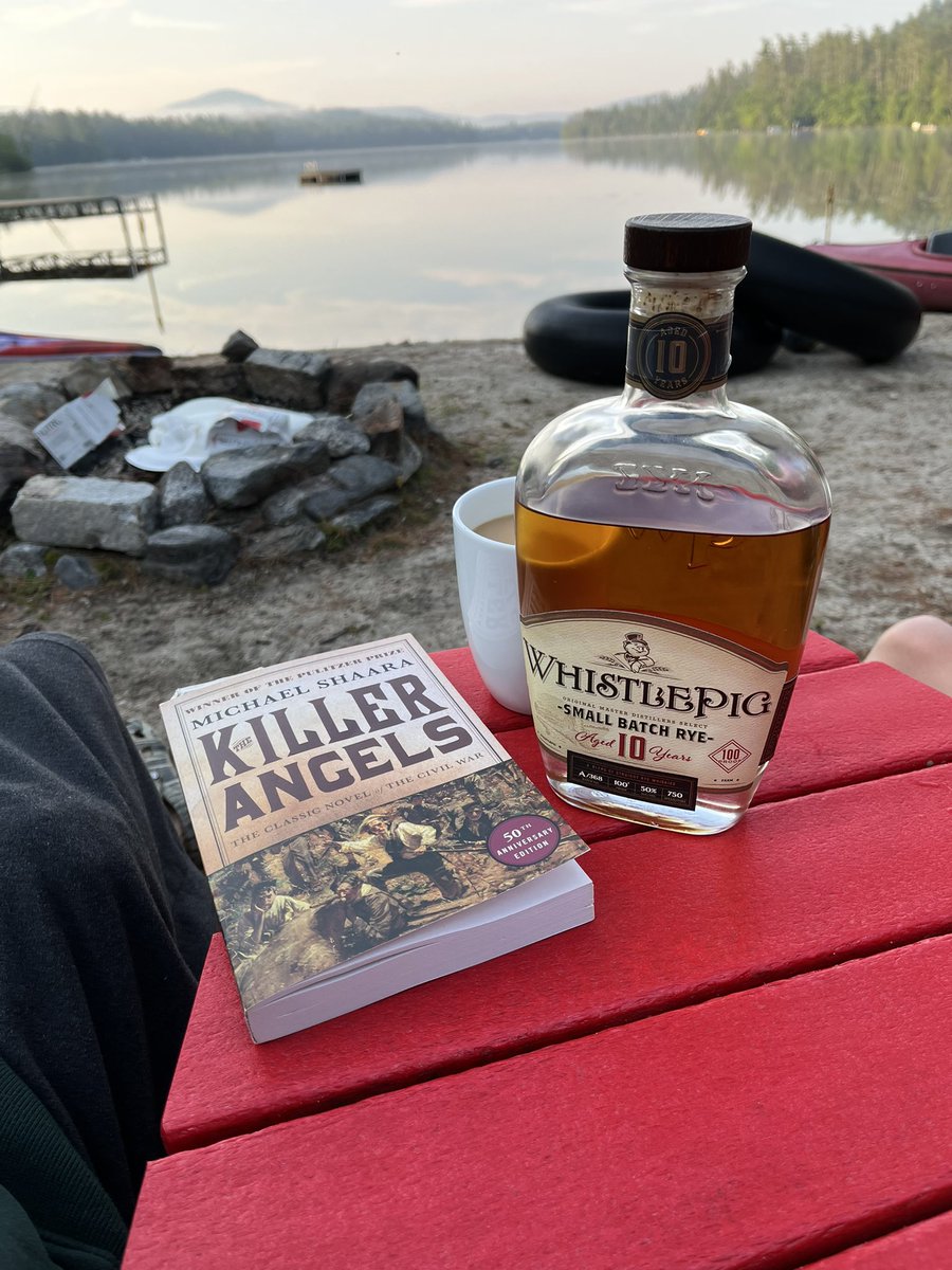 A cup of coffee, some good Rye and a Civil War book before the other 12 family members wake up…life on the lake is looking pretty damn good at the moment…