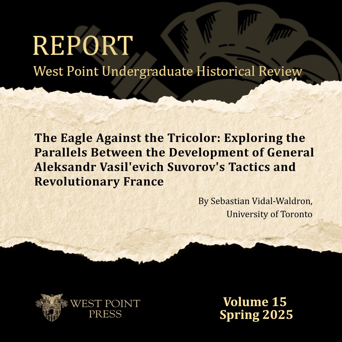 WestPointPress's tweet image. How do the tactics of a Russian general and Revolutionary France align?
Sebastian Vidal-Waldron (University of Toronto) investigates this unexpected parallel in The Eagle Against the Tricolor, featured in the latest issue of Report.
Explore: westpointpress.com/undergraduate-…