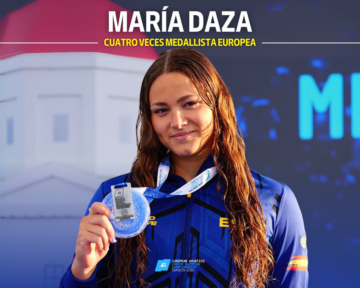 Gran actuación del Real Canoe en el Europeo Júnior de Natación en Eslovaquia, con la representación de grandes promesas:
 
🔹 María Daza -🥇🥇🥈🥈 
🔹 Jimena Ruiz 
🔹 Álvaro González 
🔹 María Santana 

Repasa sus resultados 🔗  realcanoe.es/noticias-natac…