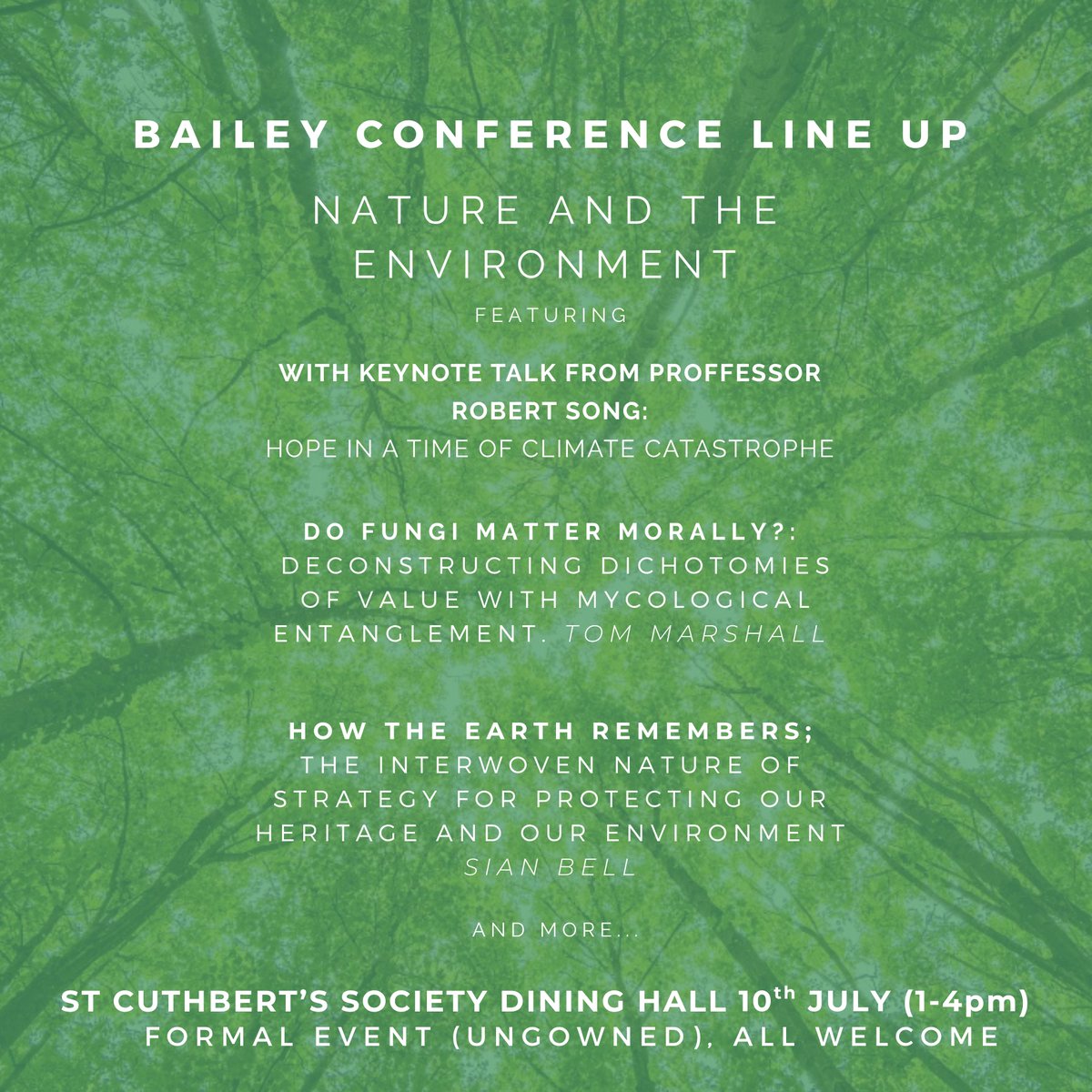 StCuthbert'sSociety (@cuthssociety) on Twitter photo Term may be over, but college life continues! 🎓 This Thursday (10 July), 1-4pm, postgraduate students will host a conference here, on the theme, 'Nature and the Environment'. 🌿 All <a href="/durham_uni/">Durham University</a> are welcome to attend. Huge thanks to those whose hard work has made this happen! 🙌 Term may be over, but college life continues! 🎓 This Thursday (10 July), 1-4pm, postgraduate students will host a conference here, on the theme, 'Nature and the Environment'. 🌿 All <a href="/durham_uni/">Durham University</a> are welcome to attend. Huge thanks to those whose hard work has made this happen! 🙌