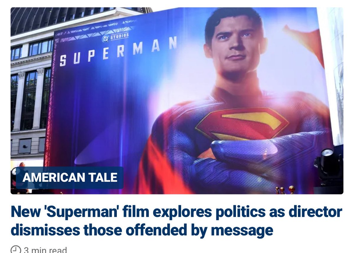 Director James Gunn revealed the upcoming "Superman" movie will be "about politics," saying that the iconic superhero is "an immigrant that came from other places”

Is nothing sacred any more?

Even Superman has to be political?