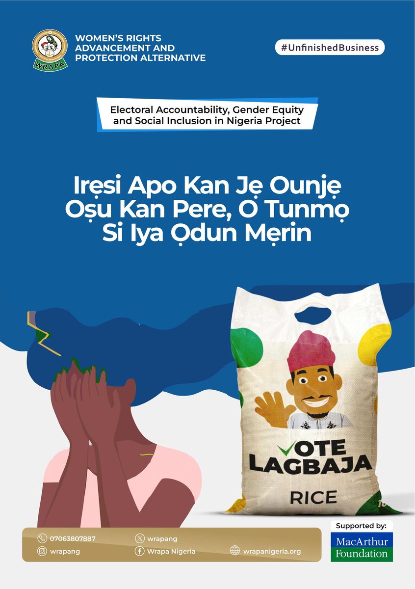CLPNigeria's tweet photo. Selling or buying votes isn’t strategy it’s sabotage.
Democracy needs YOU to show up and speak out.
Say NO to vote trading. Say YES to fairness & accountability.
#UnfinishedBusiness #VoteNotForSale #WRAPA #NigeriaVotes #CivicAction #GenderInclusion https://t.co/lclraNHUNa