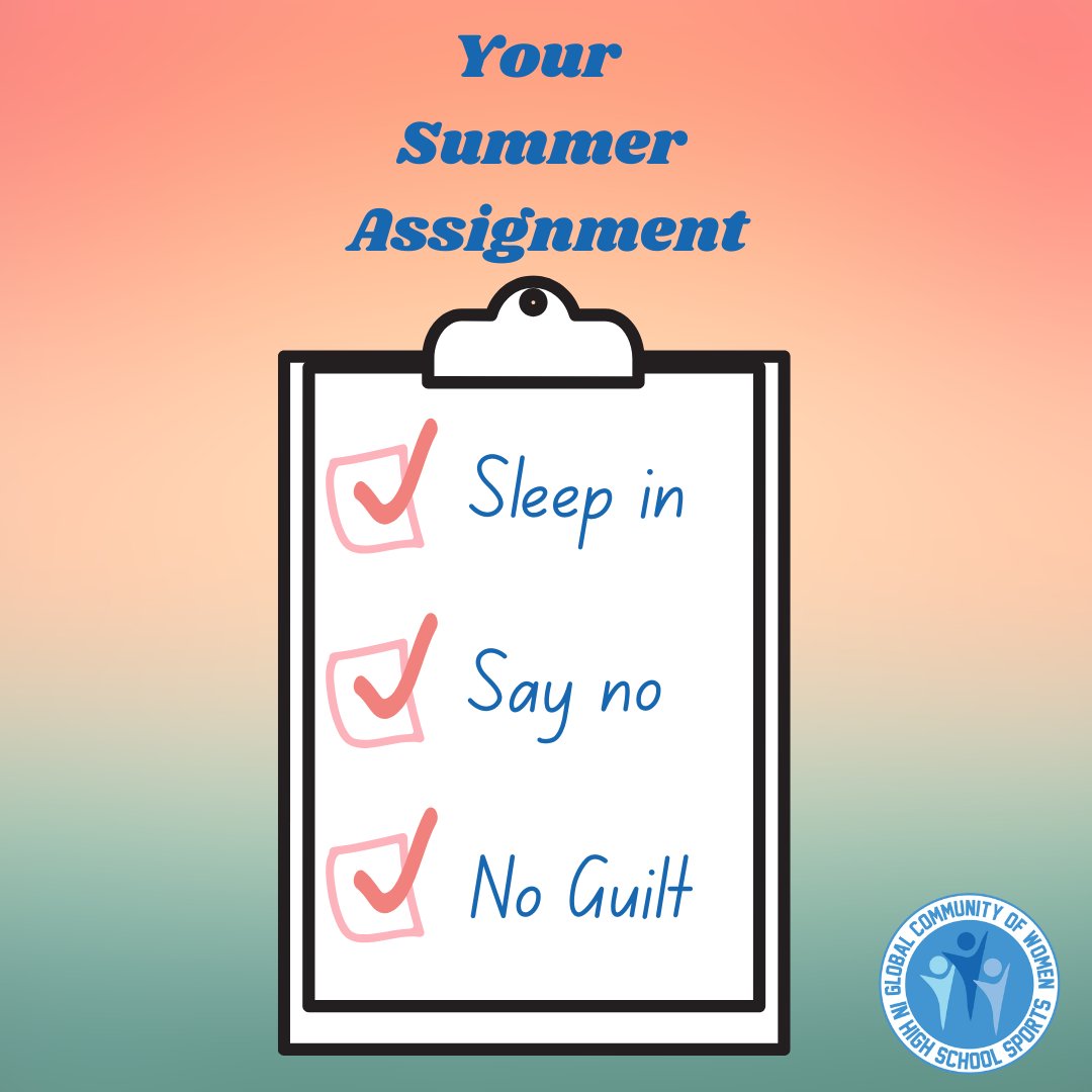 GCWHSS's tweet image. This is your summer assignment:
✅ Sleep in
✅ Say no
✅ Rest without guilt
You are worthy without being busy.
#RestWithoutGuilt #GCWHSS #AthleticDirectorLife