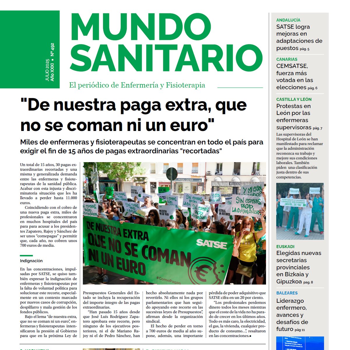 Sindicato_SATSE's tweet photo. Nuevo número de #MundoSanitario:

📢 Nos movilizamos por nuestras #PagasExtra
🌡️ Denunciamos otro verano sin sustituciones
😡Reclamamos el avance de nuestra Ley de ratios

¡Descárgalo! https://t.co/qwl16kdpgC 

#Enfermeria #Fisioterapia #ComePagas #FaltanMiles https://t.co/PjHfjK3ndY