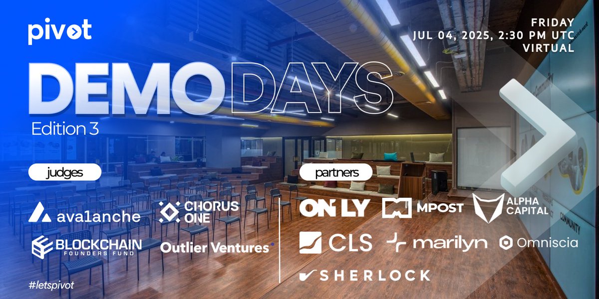 1/ ⚡️Pivot’s 3rd Demo Day: Real Traction, Real Capital⚡️

On July 4th, Pivot hosted the third edition of its flagship Demo Day, and it was a front-row seat to the future of #Web3 x #AI 🤖.

With 5 breakout startups solving deep infrastructure problems, presenting it to a jam