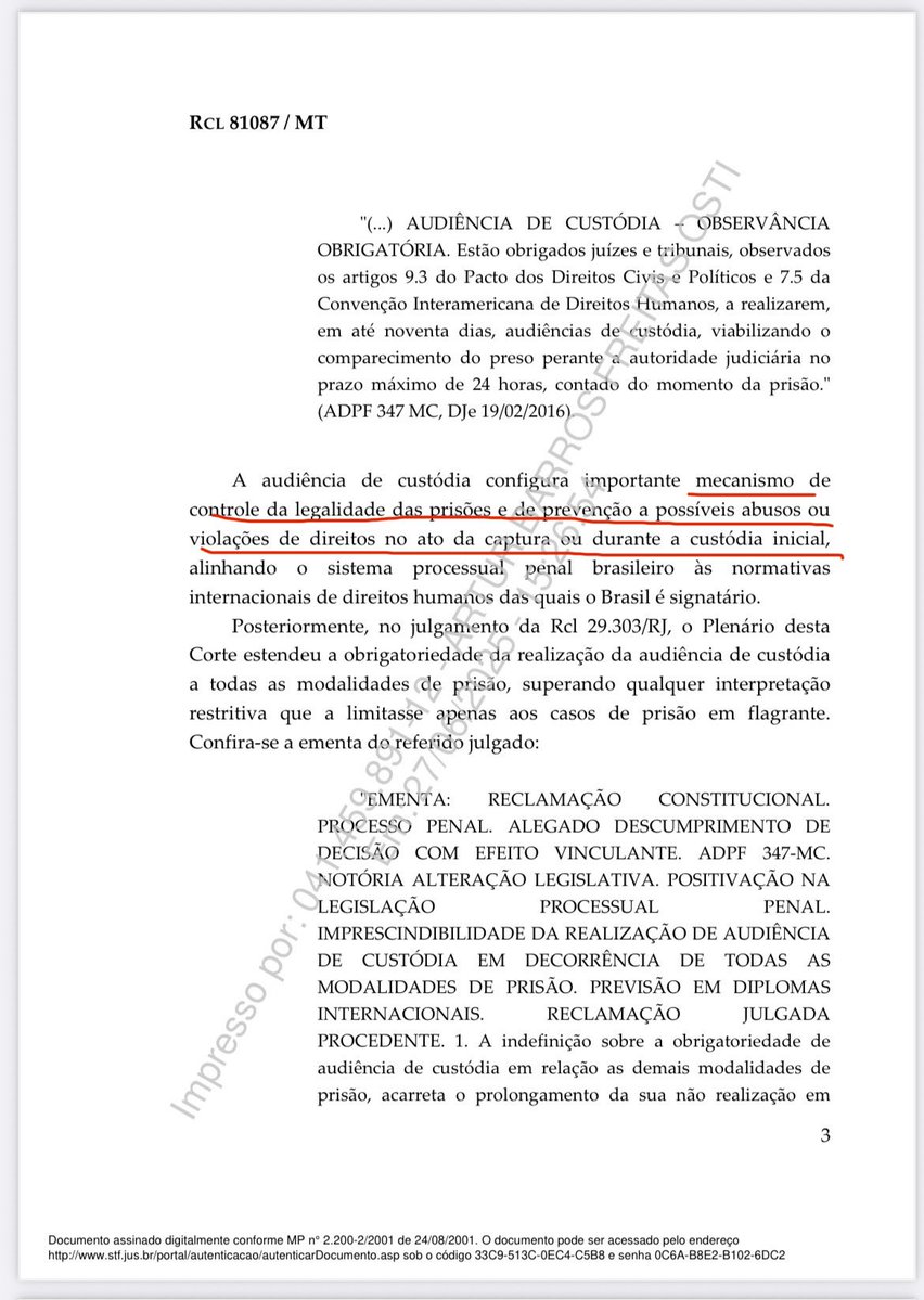 chemim_rodrigo's tweet image. A audiência de custódia serve, essencialmente, para analisar as condições em que se deu a prisão de alguém que estava em liberdade, particularmente para identificar possível abuso de quem efetivou a prisão. Se o réu já está preso porque está cumprindo pena em razão de um processo…