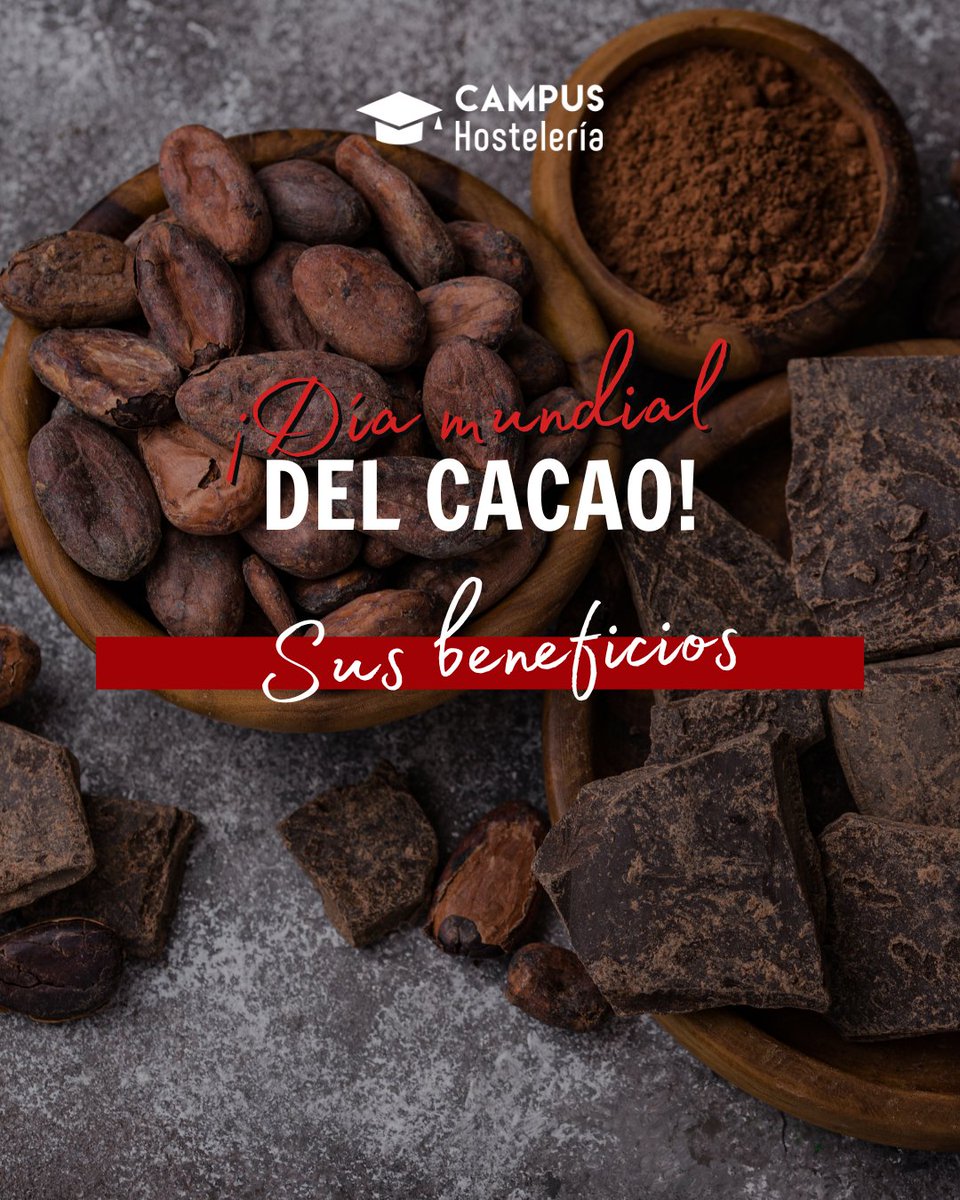 CampusCEHE's tweet image. 🍫 ¡Celebremos el Día Mundial del Cacao!

Mucho más que un ingrediente:
es salud, tradición y sabor en cada bocado.
🌱 Rico en antioxidantes
🧘‍♀️ Mejora el ánimo y reduce el estrés
❤️ Bueno para el corazón
💡 Estimula la mente

#campushostelria #formacionhosteleria