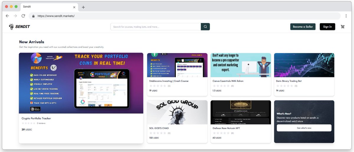 New week, new arrivals

From crypto portfolio trackers to trading bots and niche crash courses, fresh drops are live on Sendit.

Sell any digital product and get paid in stablecoins.

Explore the latest on Sendit Markets
🔗 sendit.markets