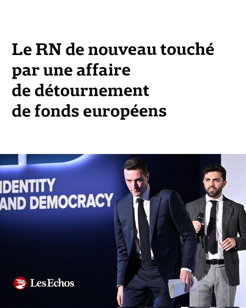 CBarrely's tweet photo. Pourtant, le RN s’était indigné que Marine Le Pen soit condamnée avec exécution provisoire, en assurant qu’il n’y avait aucun risque de récidive des détournements… https://t.co/nNp8RkE6lw