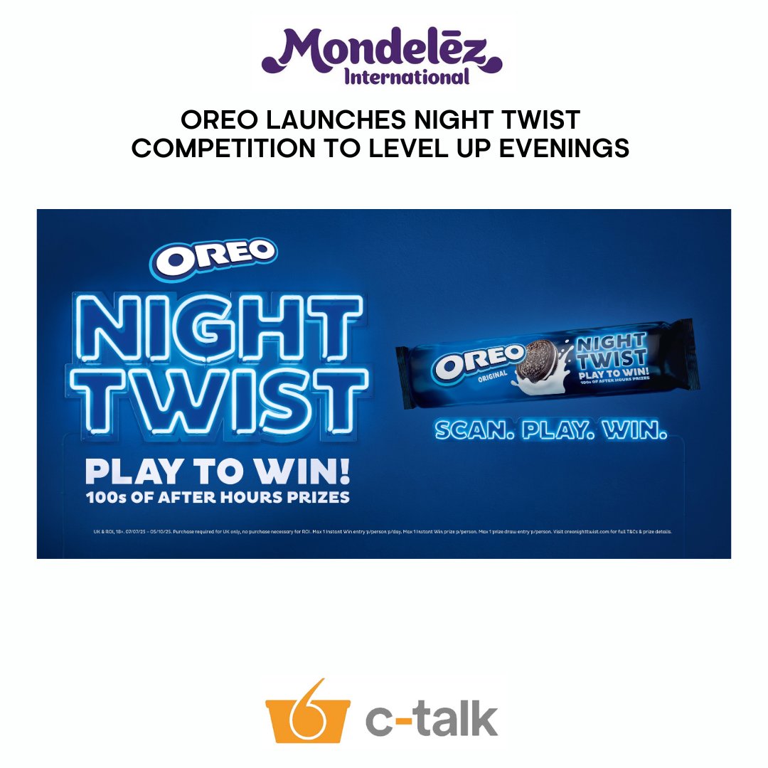 NEWS 📰

OREO, is unveiling OREO Night Twist, an on-pack competition offering consumers the chance to win up to £5000 to spend on their ultimate evening experience, plus 100s of fantastic after-hours prizes all selected to twist up evenings!

Launching in July, across a range of
