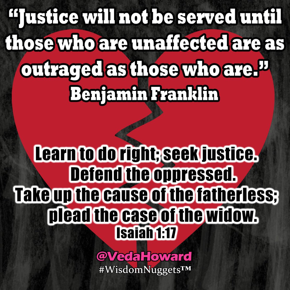 Some people act blind until it lands on their porch… don’t be “some people”. 

#WisdomNuggets ✨
#DoTheRightThing 💯
#SeekJustice ⚖️
#VedaHoward 🙏🏾