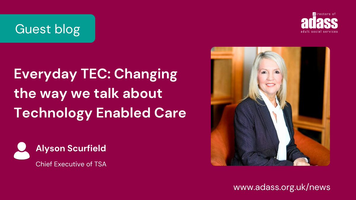 ADASS (@1adass) on Twitter photo Alyson Scurfield discusses how <a href="/TSA/">TSA</a>’s #EverydayTEC campaign communicates in accessible language the positive impact TEC can have on the lives of those of us who draw on care & support. Read her blog👇
adass.org.uk/everyday-tec-c…
#CareCantWait Alyson Scurfield discusses how <a href="/TSA/">TSA</a>’s #EverydayTEC campaign communicates in accessible language the positive impact TEC can have on the lives of those of us who draw on care & support. Read her blog👇
adass.org.uk/everyday-tec-c…
#CareCantWait