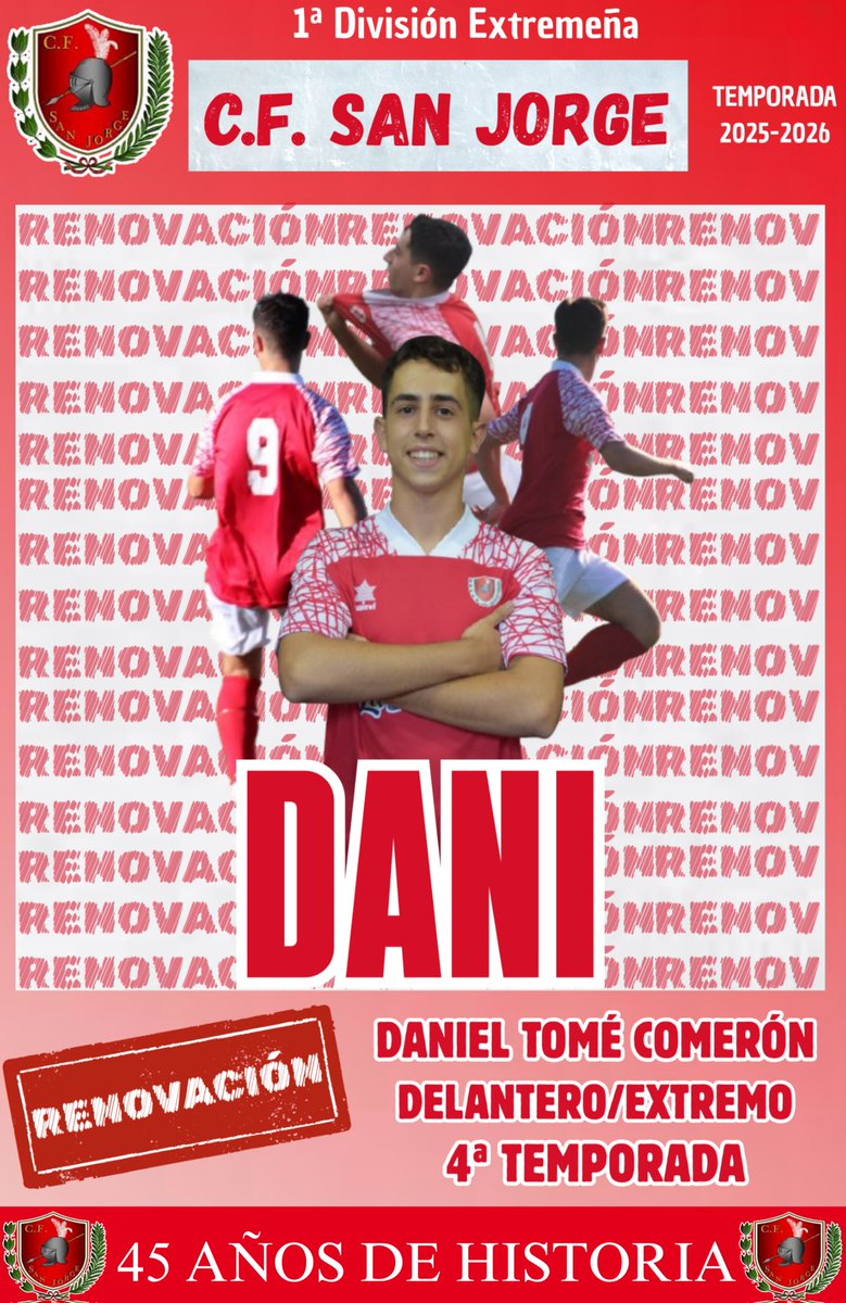 RENOVACIÓN 🔴⚪ 

Dani continúa vistiendo nuestra camiseta en esta nueva temporada.

Verticalidad, lucha y desborde en el ataque

¡Vamos 💪🏼!

Aúpa San Jorge 🔴⚪