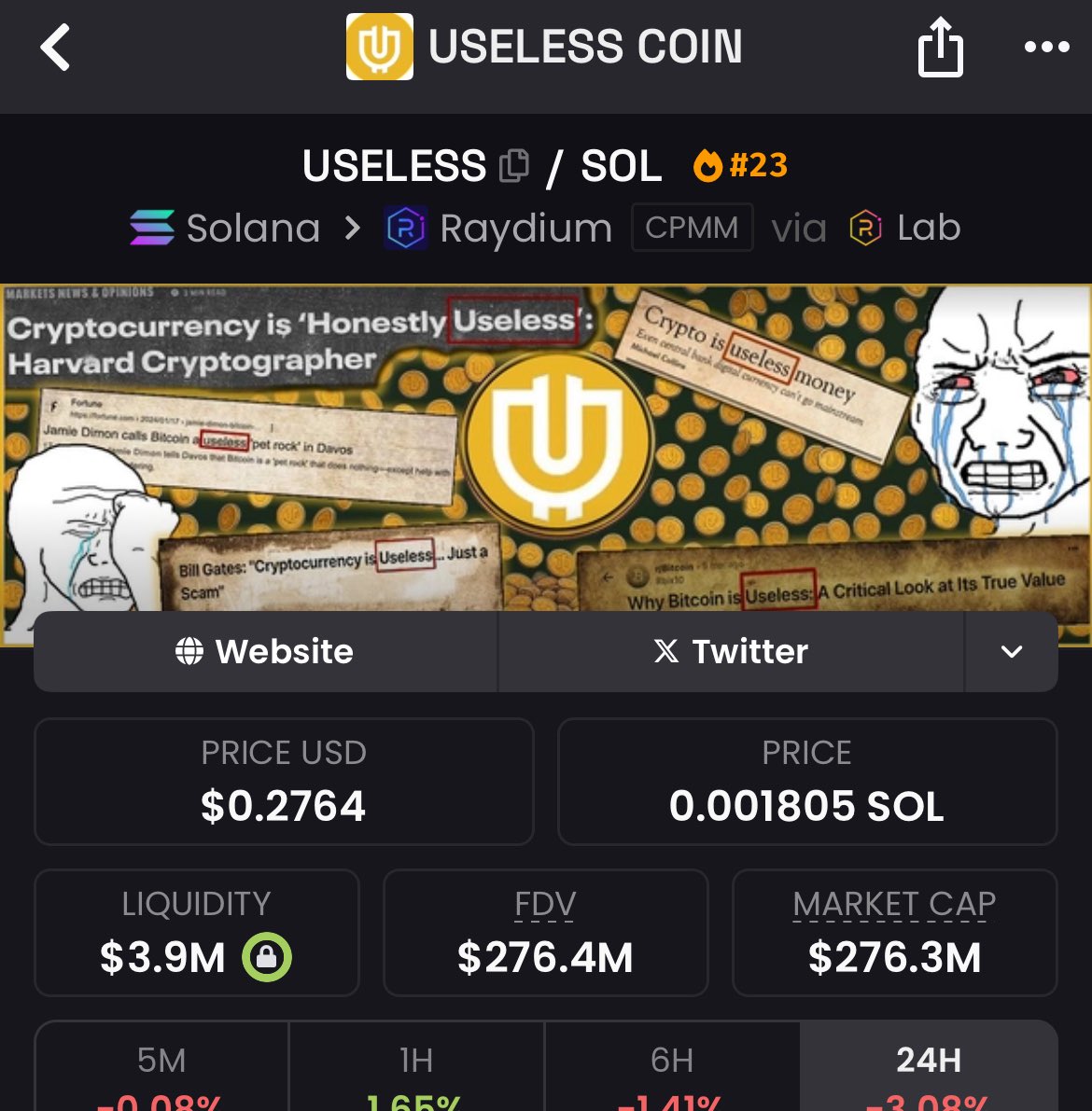 #USELESS at 276M

Are you still holding?
