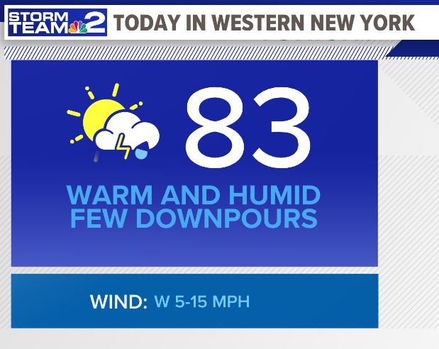 Warm and sultry once again with a few t-showers that may produce a few downpours with local  poor drainage flooding possible. <a href="/WGRZ/">WGRZ</a>