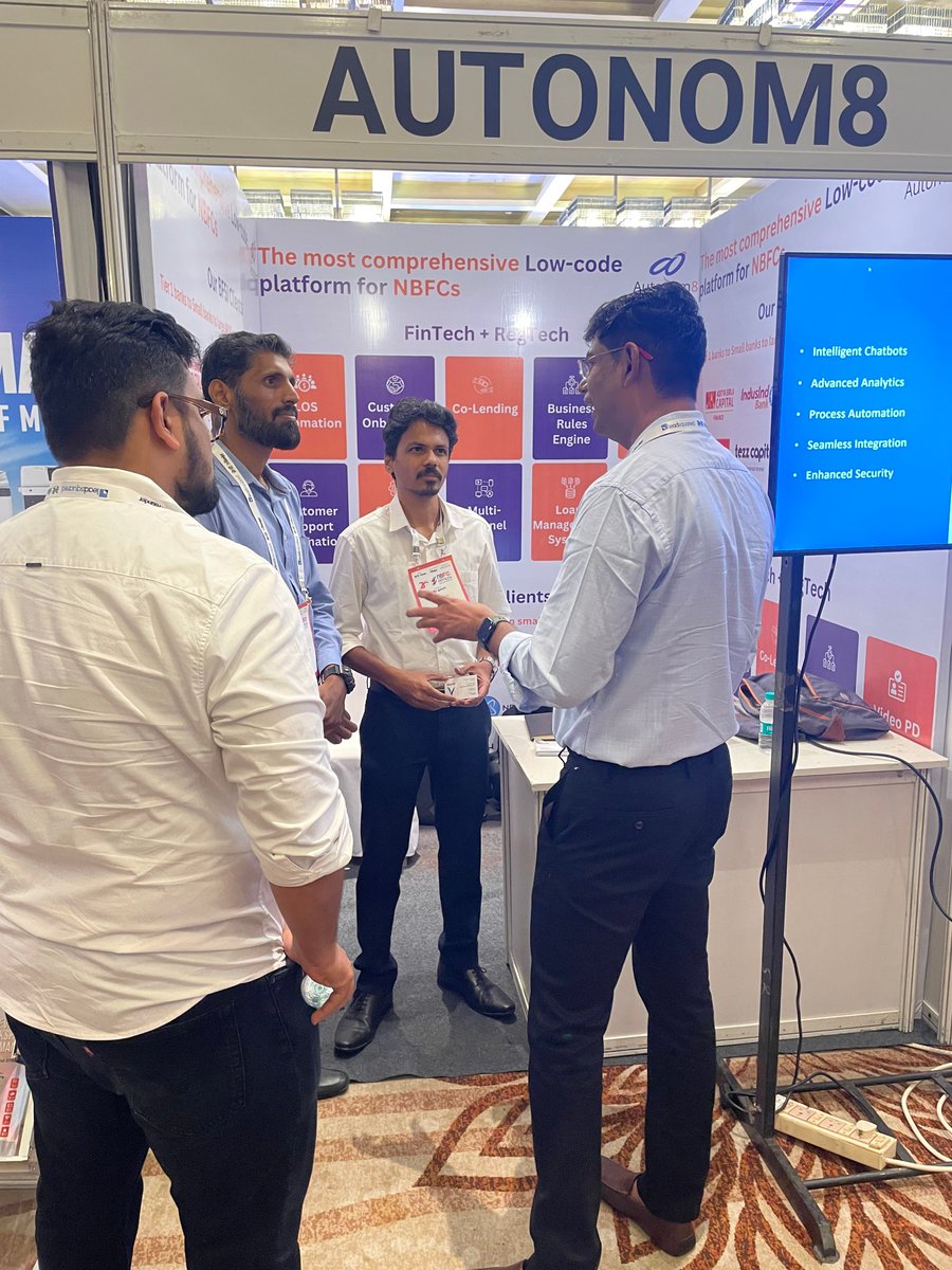 Thanks to everyone who visited the Autonom8 Inc. booth at NBFC &amp; Fintech Conclave 2025 in Chennai!

We showed how our Low-code + GenAI platform helps banks &amp; NBFCs automate, go live faster, and stay adaptive.

Let’s keep building!

#Autonom8 #GenAI #LowCode #Fintech #NAFCON