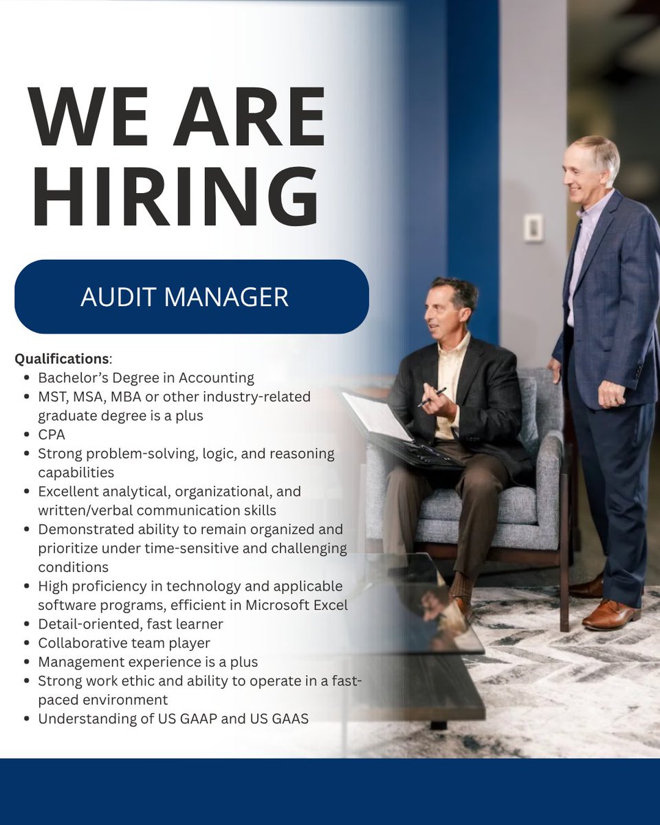 MBKCPA's tweet image. Join our team! Make an impact on your career and your community. 💼 

Apply today on our website: bit.ly/40nI4of

#Careers #teamMBK #AuditManager #Holyoke #Massachusetts #WesternMass