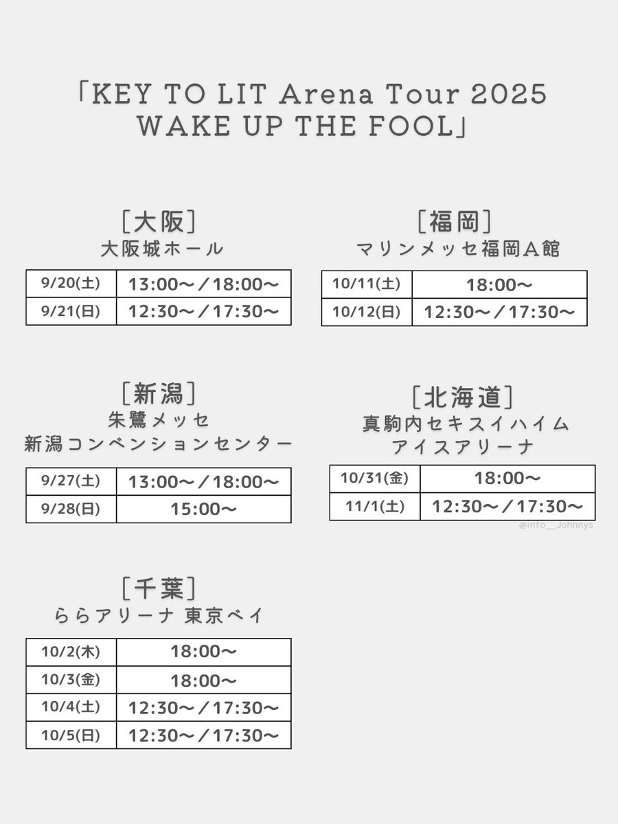 KEY TO LIT アリツア 日程】 全国5都市 全19公演のアリーナツアー