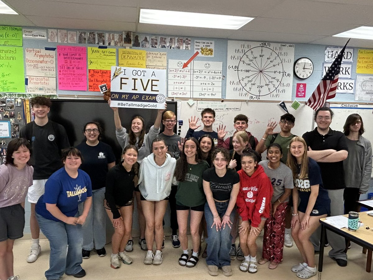 They did it! EVERY KID in BC Calc earned college credit for Calculus 1 or 2 or both! Calc 2 is the weed out class for college engineering majors. They beat the Ohio and global average score. Ten of them got a 5. Tallmadge excellence. #hardworkworks💯