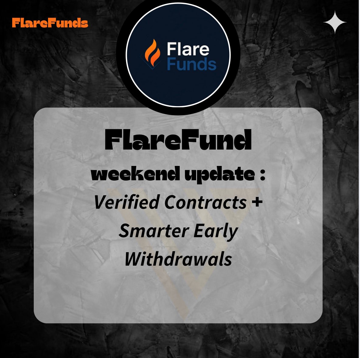 𝙁𝙡𝙖𝙧𝙚𝙁𝙪𝙣𝙙 𝙒𝙚𝙚𝙠𝙚𝙣𝙙 𝙐𝙥𝙙𝙖𝙩𝙚: 𝙑𝙚𝙧𝙞𝙛𝙞𝙚𝙙 𝘾𝙤𝙣𝙩𝙧𝙖𝙘𝙩𝙨 + 𝙎𝙢𝙖𝙧𝙩𝙚𝙧 𝙀𝙖𝙧𝙡𝙮 𝙒𝙞𝙩𝙝𝙙𝙧𝙖𝙬𝙖𝙡𝙨

We made a couple of important updates to FlareFund over the weekend small changes on the surface, but they go a long way in giving creators more