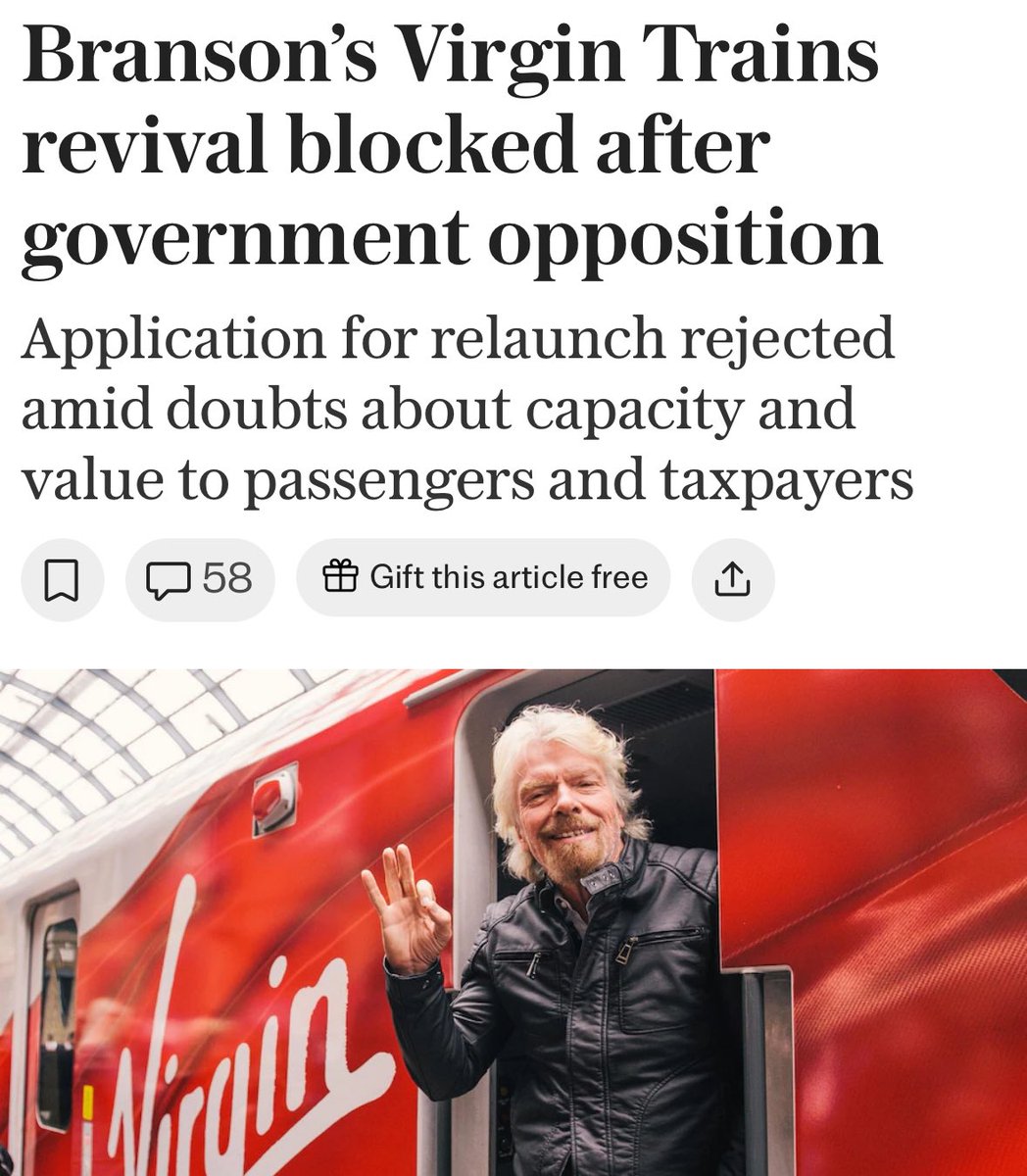 We Own It (@we_ownit) on Twitter photo EXCELLENT news! Government says no to Virgin Trains
Public ownership =
🛤️planning to benefit passengers
💰reinvesting profits for better services
Richard Branson had to be bailed out on the East Coast line in 2018!
Well done ORR + <a href="/transportgovuk/">Department for Transport</a> 🎉🚄 EXCELLENT news! Government says no to Virgin Trains
Public ownership =
🛤️planning to benefit passengers
💰reinvesting profits for better services
Richard Branson had to be bailed out on the East Coast line in 2018!
Well done ORR + <a href="/transportgovuk/">Department for Transport</a> 🎉🚄