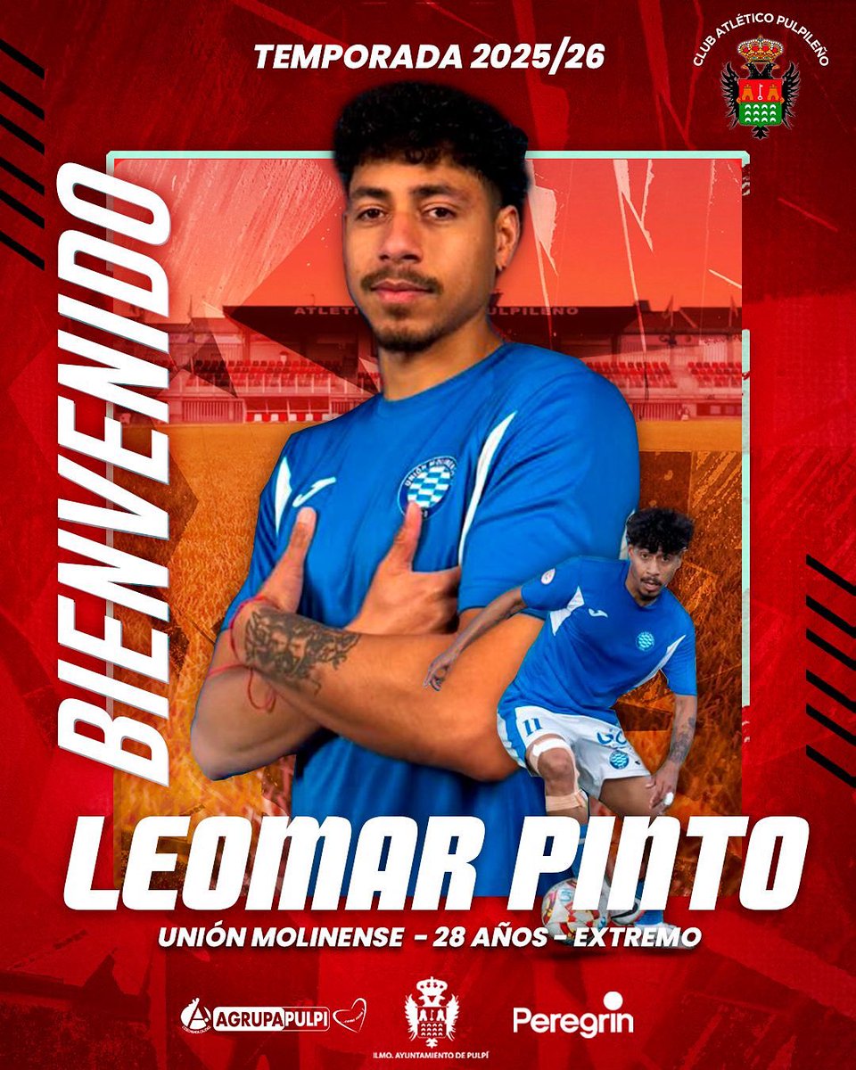 𝐎𝐅𝐈𝐂𝐈𝐀𝐋 | Leomar Pinto

✍🏻 El extremo venezolano, Leomar Pinto, se incorpora al Club Atlético Pulpileño para aportar desequilibrio y verticalidad al frente de ataque.⚔️

¡Bienvenido, <a href="/leomarpinto10/">Leomar Pinto</a>!🍀

#VamosPulpileño 🔴⚫️